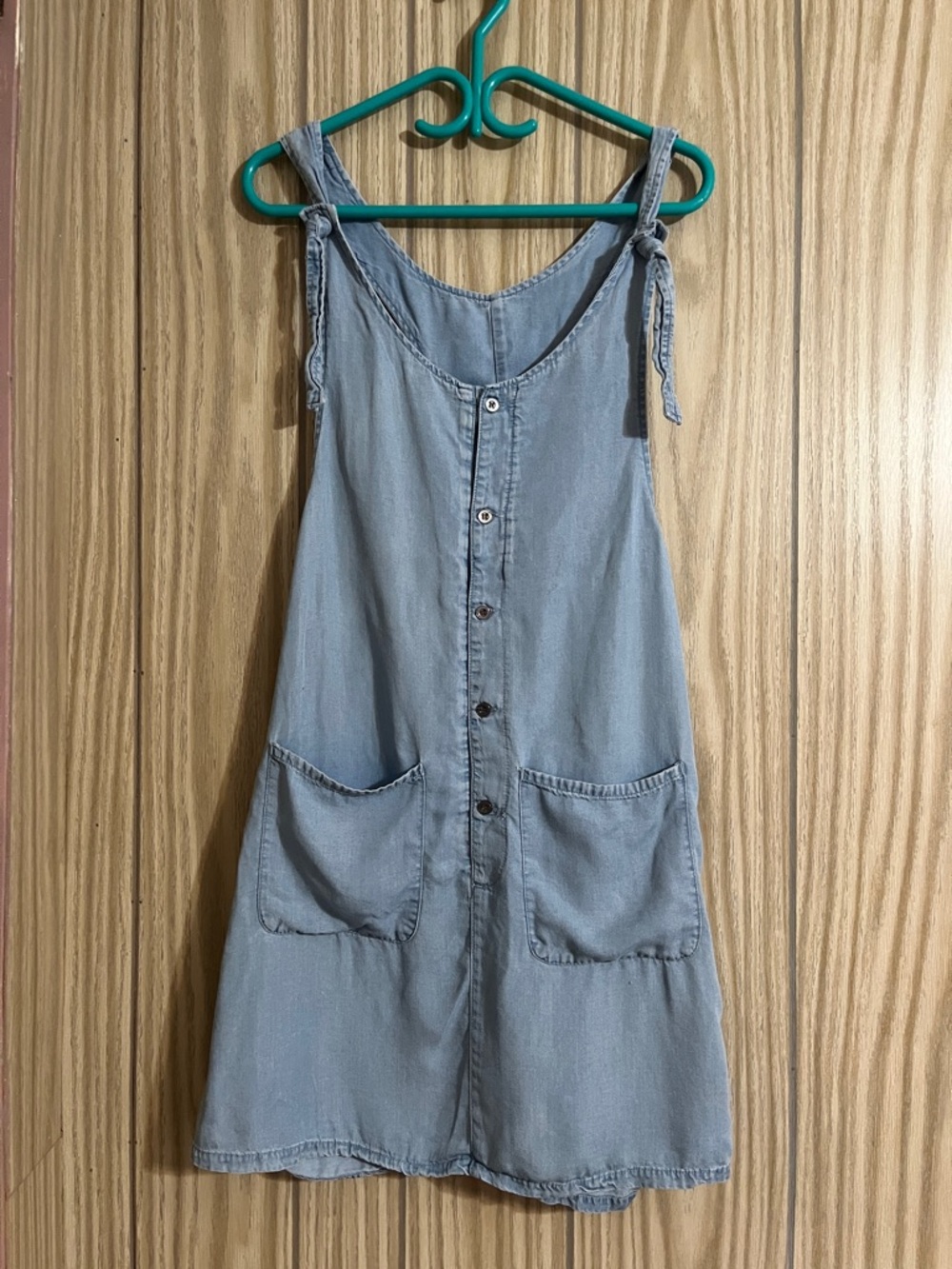 Noisy May Light Blue Denim Button Front Top